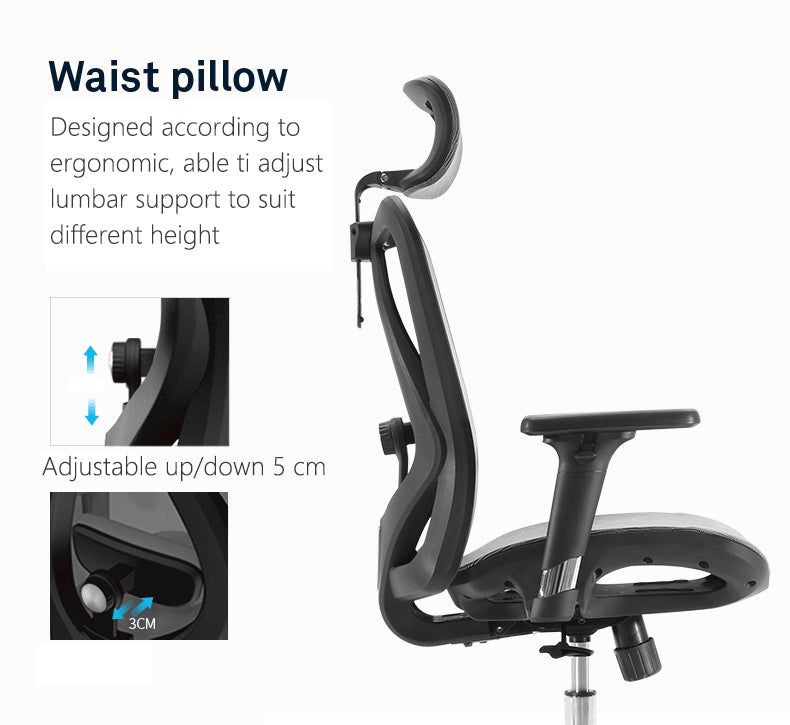 TWU PH x Sihoo Ergonomic Chair Design Benefits and Features - Waist Pillow and Lumbar Support M57