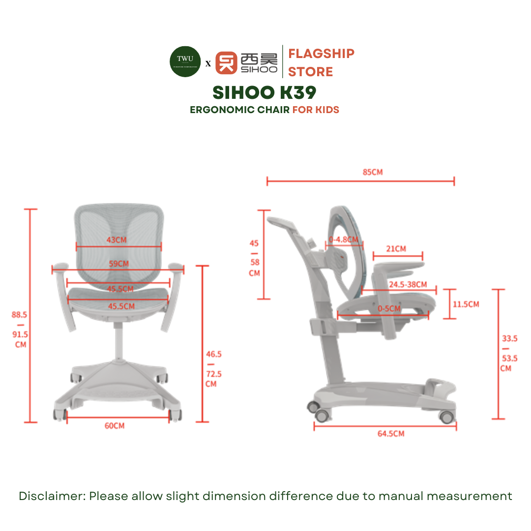 Sihoo K39 Ergonomic Computer Study Mesh Chair for Kids with 2-Year Warranty