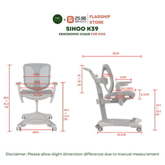 SIHOO K39 Ergonomic Computer Study Mesh Chair for Kids with 2-Year Warranty