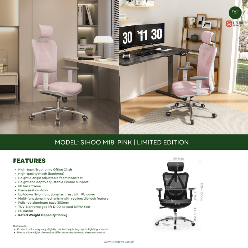 Load image into Gallery viewer, SIHOO M18 Limited Edition Pink Ergonomic Office Chair
