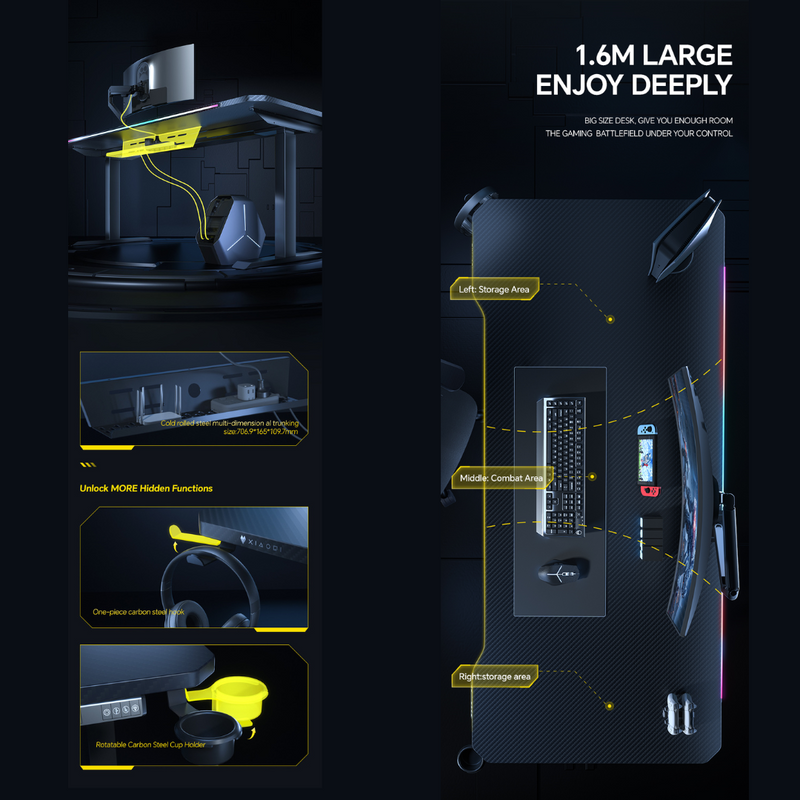Load image into Gallery viewer, Xallking XD1 Ergonomic Gaming Standing Desk with RGB Lights
