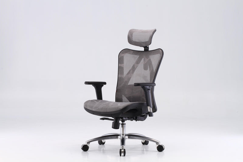 Load image into Gallery viewer, Sihoo M57 Classic Ergonomic Office Chair in Grey White, angled view
