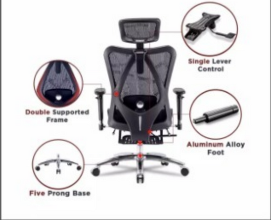 SIHOO M57 Ergonomic Office Chair WFR (with built-in footrest)